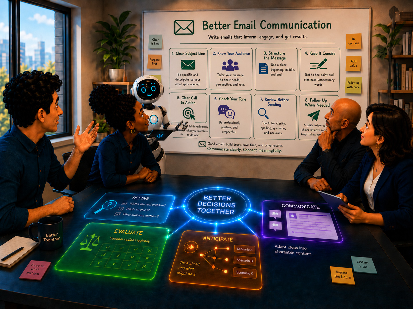 A group learn of email support.